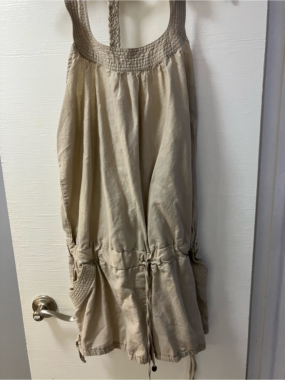 Beige Adjustable Drawstring Women's rompers